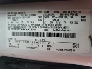 2019 Ford Transit Passenger XL with VIN 1FBZX2YM9KKA23164, listed as a Copart auction lot 73237164 with 206,017 mi miles and Clean Title. Bid and sale history available at carsss.com. Image 13.