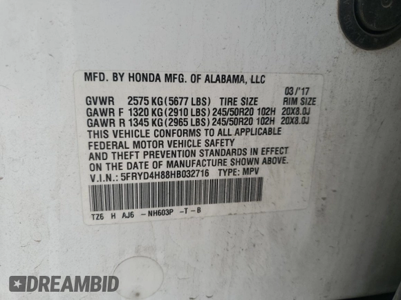 2017 Acura MDX Advance with VIN 5FRYD4H88HB032716, listed as a Copart auction lot 54551095 with 210,131 mi miles and Clean Title. Bid and sale history available at DreamBid. Image 13.
