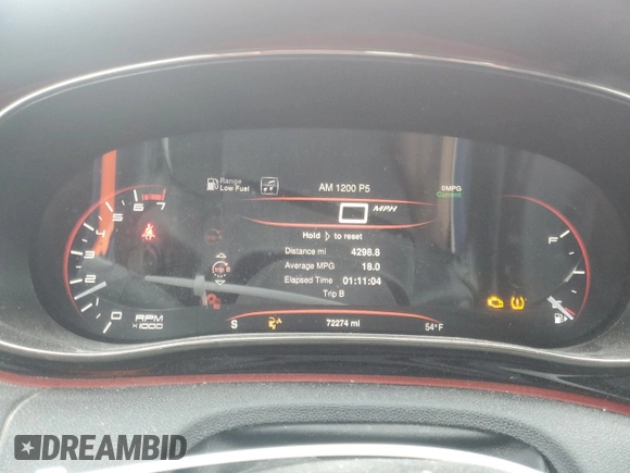 2015 Dodge Dart GT with VIN 1C3CDFEB2FD224939, listed as a Copart auction lot 43517345 with 72,274 mi miles and Salvage Title. Bid and sale history available at DreamBid. Image 9.
