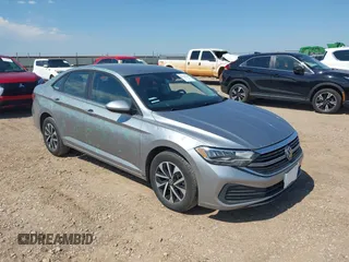 2024 Volkswagen Jetta S with VIN 3VW5M7BU8RM081548, listed as a IAAI auction lot 42703138 with 31,686 mi miles and . Bid and sale history available at DreamBid. Image 1.