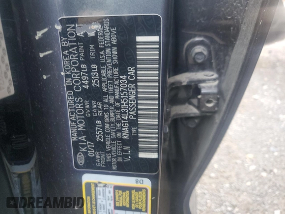 2017 Kia Optima LX z VIN KNAGT4L31H5157034, wystawiony jako Copart lot #45582345 z przebiegiem 239 655 mil mil oraz Szkoda całkowita • Salvage title. Historia ofert i sprzedaży dostępna na DreamBid. Obrazek 14.