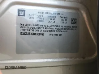 2013 Buick LaCrosse Leather с VIN 1G4GC5E32DF330890, выставлен на аукционе Copart как лот 60721895 с пробегом 122 769 миль миль и Списание • Salvage title. История ставок и продаж доступна на DreamBid. Изображение 12.