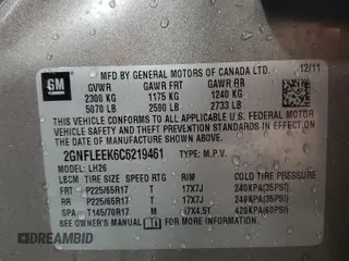 2012 Chevrolet Equinox LT w/1LT with VIN 2GNFLEEK6C6219461, listed as a Copart auction lot 50636985 with 126,365 mi miles and Salvage Title. Bid and sale history available at carsss.com. Image 14.