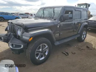 2021 Jeep Wrangler Unlimited Sahara High Altitude with VIN 1C4HJXEM5MW599937, listed as a Copart auction lot 71797814 with Not provided miles and Salvage title. Bid and sale history available at DreamBid. Image 1.