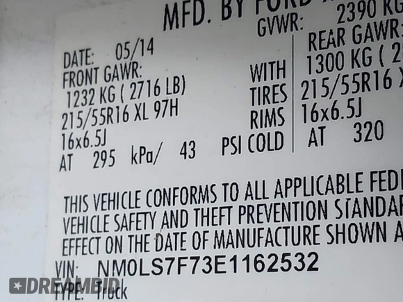 2014 Ford Transit Connect XLT z VIN NM0LS7F73E1162532, wystawiony jako IAAI lot #42469632 z przebiegiem 102 908 mil mil oraz . Historia ofert i sprzedaży dostępna na DreamBid. Obrazek 9.