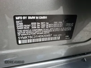 2017 BMW X5 M z VIN 5YMKT6C31H0X20497, wystawiony jako Copart lot #42835023 z przebiegiem 55 355 mil mil oraz . Historia ofert i sprzedaży dostępna na DreamBid. Obrazek 12.