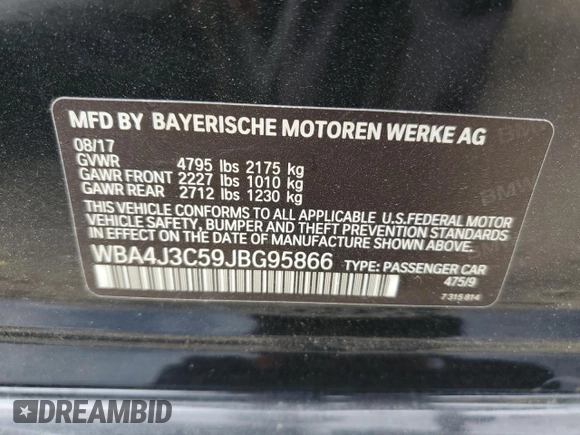 2018 BMW 4 Series 430i xDrive with VIN WBA4J3C59JBG95866, listed as a Copart auction lot 55706335 with 54,253 mi miles and Clean Title. Bid and sale history available at carsss.com. Image 12.