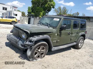 2022 Jeep Wrangler Unlimited Sahara with VIN 1C4HJXEN3NW242458, listed as a Copart auction lot 48148815 with 26,154 mi miles and Salvage Title. Bid and sale history available at DreamBid. Image 1.