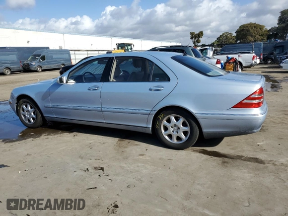 2002 Mercedes-Benz S-Class 4.3L with VIN WDBNG70J52A258559, listed as a Copart auction lot 80451294 with 283,626 mi miles and Salvage Title. Bid and sale history available at carsss.com. Image 2.