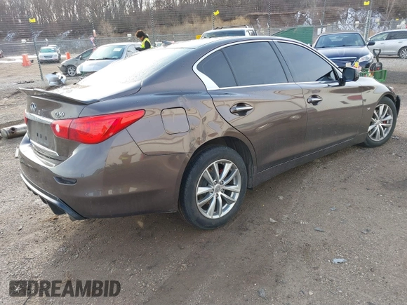 2014 Infiniti Q50 Premium with VIN JN1BV7AR1EM704808, listed as a IAAI auction lot 41854249 with 78,482 mi miles and . Bid and sale history available at DreamBid. Image 4.