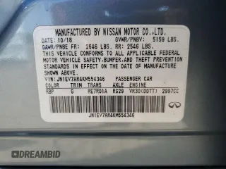 2019 Infiniti Q50 Luxe z VIN JN1EV7AR4KM554346, wystawiony jako Copart lot #53628745 z przebiegiem 57 795 mil mil oraz Szkoda całkowita • Salvage title. Historia ofert i sprzedaży dostępna na DreamBid. Obrazek 13.