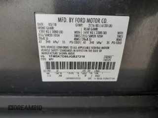 2018 Ford Explorer XLT z VIN 1FM5K7D86JGB27218, wystawiony jako Copart lot #66252515 z przebiegiem 88 254 mil mil oraz Szkoda całkowita • Salvage title. Historia ofert i sprzedaży dostępna na DreamBid. Obrazek 13.