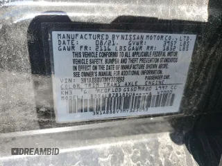 2021 Nissan Sentra S with VIN 3N1AB8BV7MY323093, listed as a Copart auction lot 50192145 with 41,119 mi miles and Salvage Title. Bid and sale history available at DreamBid. Image 12.