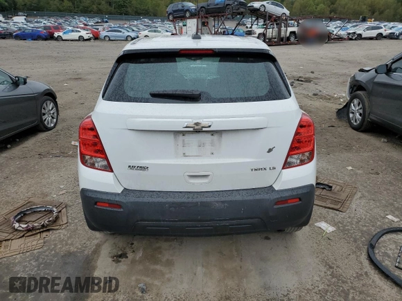 2015 Chevrolet Trax LS with VIN KL7CJKSB9FB247841, listed as a Copart auction lot 71602034 with 124,350 mi miles and Salvage Title. Bid and sale history available at carsss.com. Image 6.
