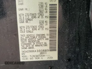 2020 Nissan Murano Platinum with VIN 5N1AZ2DS0LN103889, listed as a Copart auction lot 59628135 with 49,725 mi miles and Salvage title. Bid and sale history available at DreamBid. Image 13.