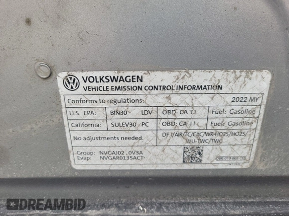 2022 Volkswagen Tiguan SE z VIN 3VV2B7AX5NM082093, wystawiony jako IAAI lot #42299552 z przebiegiem 74 185 mil mil oraz . Historia ofert i sprzedaży dostępna na DreamBid. Obrazek 1.
