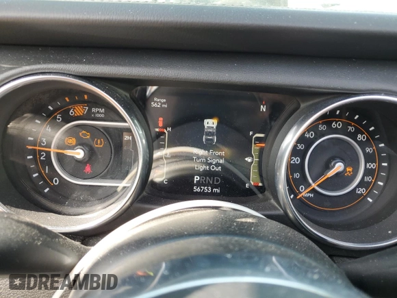 2019 Jeep Wrangler Unlimited Sahara with VIN 1C4HJXENXKW521630, listed as a Copart auction lot 56196145 with 56,753 mi miles and Salvage title. Bid and sale history available at DreamBid. Image 9.