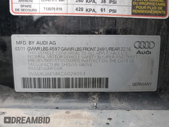 2012 Audi A3 Premium Plus z VIN WAUKJAFM4CA026053, wystawiony jako Copart lot #49672285 z przebiegiem 116 468 mil mil oraz Czysty tytuł • Clean title. Historia ofert i sprzedaży dostępna na DreamBid. Obrazek 12.