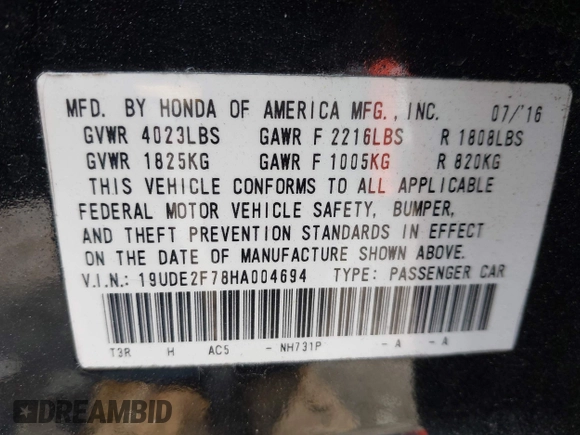 2017 Acura ILX Premium z VIN 19UDE2F78HA004694, wystawiony jako IAAI lot #42144001 z przebiegiem 104 653 mil mil oraz . Historia ofert i sprzedaży dostępna na DreamBid. Obrazek 9.