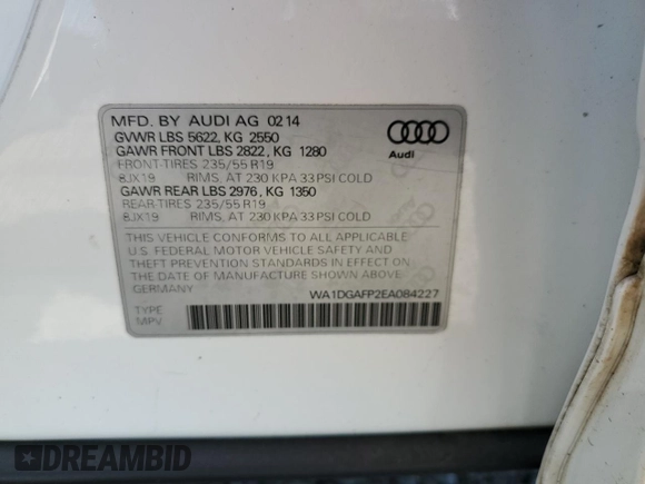 2014 Audi Q5 Premium Plus с VIN WA1DGAFP2EA084227, выставлен на аукционе Copart как лот 55132985 с пробегом 112 039 миль миль и Чистый • Clean title. История ставок и продаж доступна на DreamBid. Изображение 13.