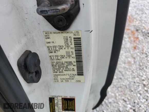 2015 Nissan Frontier SV with VIN 1N6AD0CU1FN757764, listed as a Copart auction lot 53444914 with Not provided miles and Clean title. Bid and sale history available at DreamBid. Image 12.