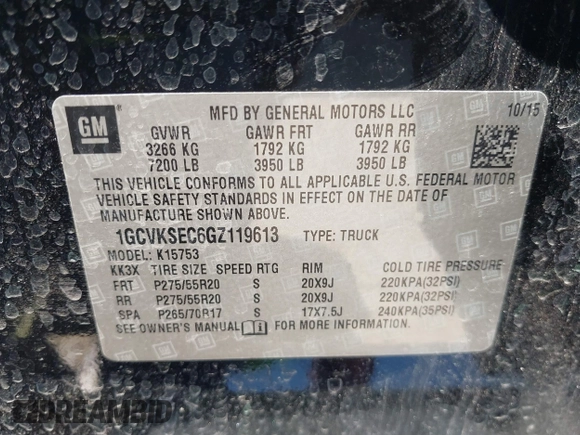 2016 Chevrolet Silverado 1500 LTZ with VIN 1GCVKSEC6GZ119613, listed as a IAAI auction lot 41778191 with 148,454 mi miles. Bid and sale history available at carsss.com. Image 9.