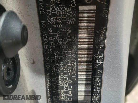 2006 Toyota Prius with VIN JTDKB22U167521985, listed as a Copart auction lot 54974335 with 128,541 mi miles and Clean Title. Bid and sale history available at carsss.com. Image 12.