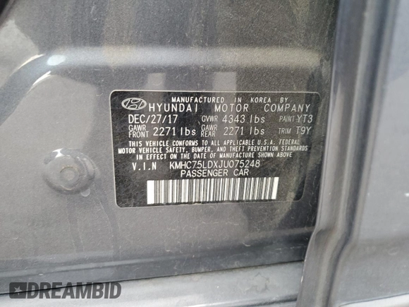 2018 Hyundai Ioniq Limited with VIN KMHC75LDXJU075248, listed as a Copart auction lot 89327145 with 62,321 mi miles and Salvage title. Bid and sale history available at DreamBid. Image 14.