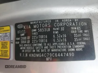 2012 Kia Sedona LX with VIN KNDMG4C79C6447490, listed as a Copart auction lot 78223984 with 167,629 mi miles and Salvage Title. Bid and sale history available at carsss.com. Image 13.