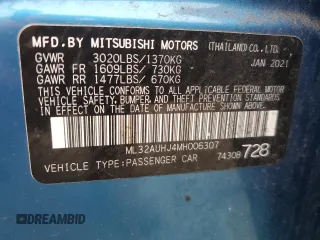 2021 Mitsubishi Mirage ES with VIN ML32AUHJ4MH006307, listed as a Copart auction lot 57297285 with 64,527 mi miles and Salvage title. Bid and sale history available at DreamBid. Image 12.