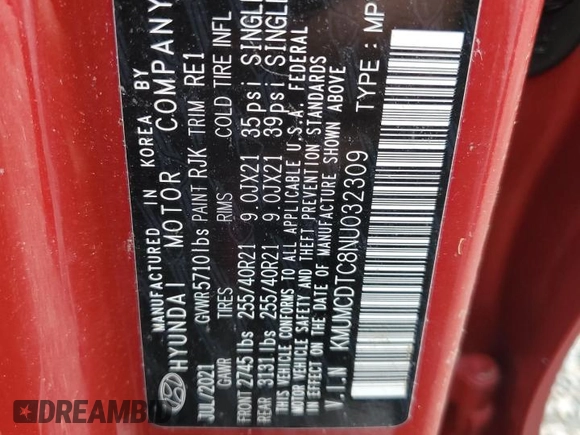2022 Genesis GV70 Sport with VIN KMUMCDTC8NU032309, listed as a Copart auction lot 73714794 with Not provided miles and Salvage title. Bid and sale history available at DreamBid. Image 12.