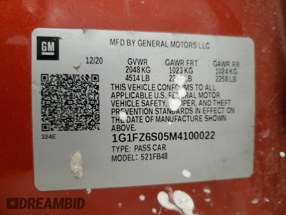 2021 Chevrolet Bolt EV Premier z VIN 1G1FZ6S05M4100022, wystawiony jako Copart lot #44003045 z przebiegiem 43 764 mil mil oraz Szkoda całkowita • Salvage title. Historia ofert i sprzedaży dostępna na DreamBid. Obrazek 13.