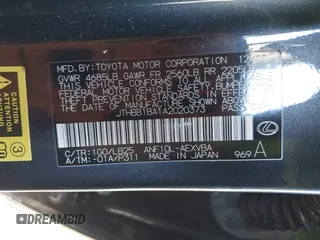 2010 Lexus HS 250h with VIN JTHBB1BA1A2020373, listed as a IAAI auction lot 41644953 with 221,122 mi miles and . Bid and sale history available at DreamBid. Image 9.