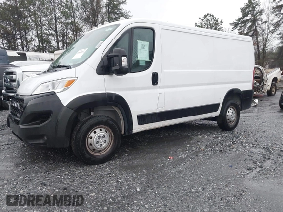 2023 Ram ProMaster Cargo with VIN 3C6LRVVG3PE603829, listed as a IAAI auction lot 41682802 with 8,408 mi miles and . Bid and sale history available at DreamBid. Image 2.