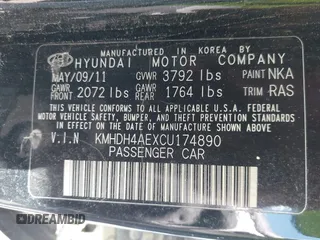 2012 Hyundai Elantra Limited with VIN KMHDH4AEXCU174890, listed as a IAAI auction lot 42788457 with 154,352 mi miles and . Bid and sale history available at DreamBid. Image 9.
