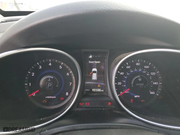 2013 Hyundai Santa Fe Limited with VIN KM8SR4HF4DU033706, listed as a Copart auction lot 45196185 with 92,100 mi miles and Salvage Title. Bid and sale history available at carsss.com. Image 9.