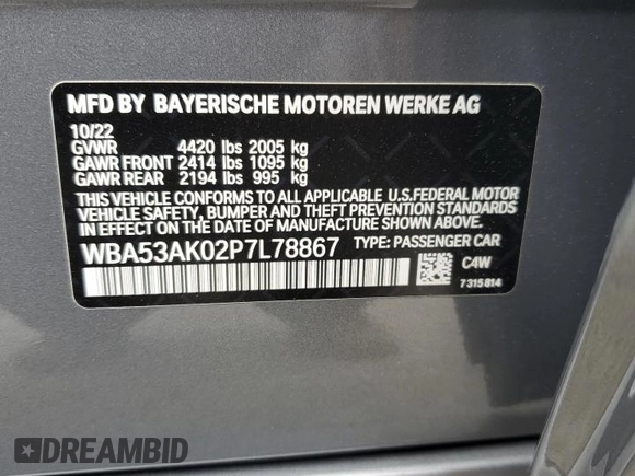 2023 BMW 2 Series 228i with VIN WBA53AK02P7L78867, listed as a Copart auction lot 70215863 with 6,092 mi miles. Bid and sale history available at carsss.com. Image 12.