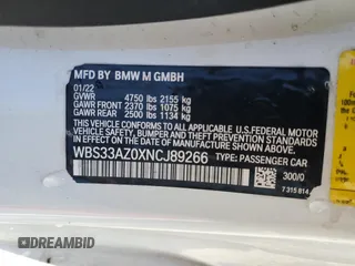 2022 BMW M4 Competition with VIN WBS33AZ0XNCJ89266, listed as a Copart auction lot 42473424 with 12,871 mi miles. Bid and sale history available at carsss.com. Image 14.