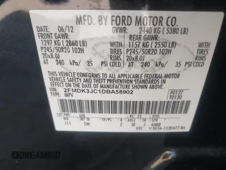 2013 Ford Edge SEL with VIN 2FMDK3JC1DBA58902, listed as a IAAI auction lot 42112569 with 184,971 mi miles. Bid and sale history available at carsss.com. Image 9.