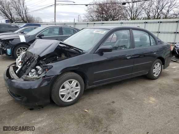 2005 Honda Civic Sdn VP with VIN 2HGES163X5H583561, listed as a Copart auction lot 49664185 with 131,166 mi miles and Salvage Title. Bid and sale history available at carsss.com. Image 1.