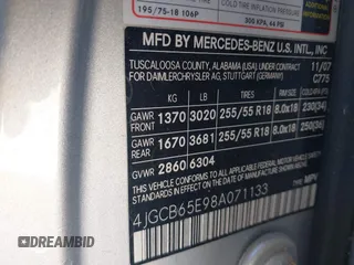 2008 Mercedes-Benz R 3.5L with VIN 4JGCB65E98A071133, listed as a IAAI auction lot 42114647 with 123,389 mi miles and . Bid and sale history available at DreamBid. Image 9.