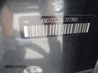 2020 Kia Soul S with VIN KNDJ23AU8L7073811, listed as a IAAI auction lot 39234877 with 42,594 mi miles. Bid and sale history available at carsss.com. Image 9.