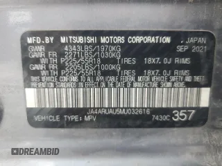 2021 Mitsubishi Outlander ES z VIN JA4ARUAU5MU032616, wystawiony jako Copart lot #60821475 z przebiegiem 81 920 mil mil oraz Szkoda całkowita • Salvage title. Historia ofert i sprzedaży dostępna na DreamBid. Obrazek 14.