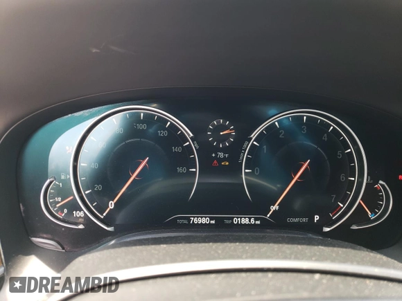 2016 BMW 7 Series 750i xDrive with VIN WBA7F2C5XGG418225, listed as a Copart auction lot 54860623 with 76,980 mi miles and . Bid and sale history available at DreamBid. Image 9.