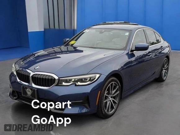 2021 BMW 3 Series 330i xDrive with VIN WBA5R7C05MFL07XXX, listed as a Copart auction lot 48625465 with 33,325 mi miles and Clean Title. Bid and sale history available at carsss.com. Image 2.