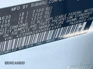 2022 Subaru Legacy Premium с VIN 4S3BWAD6XN3024985, выставлен на аукционе IAAI как лот 42878809 с пробегом 80 280 миль миль и . История ставок и продаж доступна на DreamBid. Изображение 1.
