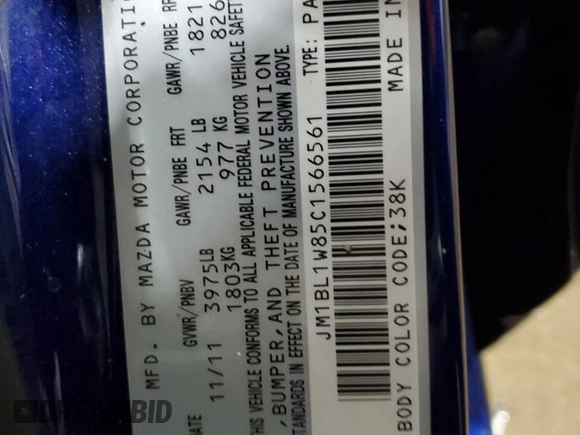 2012 Mazda 3 i Grand Touring with VIN JM1BL1W85C1566561, listed as a Copart auction lot 53726635 with 103,104 mi miles and Salvage Title. Bid and sale history available at carsss.com. Image 12.