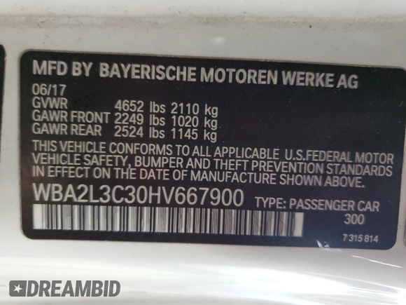2017 BMW 2 Series M240i xDrive with VIN WBA2L3C30HV667900, listed as a Copart auction lot 62483595 with 91,281 mi miles and Salvage title. Bid and sale history available at DreamBid. Image 13.