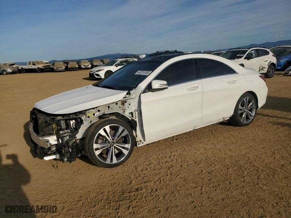 2019 Mercedes-Benz CLA with VIN WDDSJ4EB8KN775181, listed as a Copart auction lot 46751355 with 43,459 mi miles and Salvage Title. Bid and sale history available at carsss.com. Image 1.