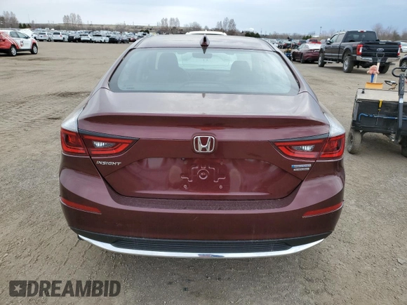 2019 Honda Insight Touring with VIN 19XZE4F76KE400076, listed as a Copart auction lot 55021115 with 184,443 mi miles and Clean Title. Bid and sale history available at carsss.com. Image 6.